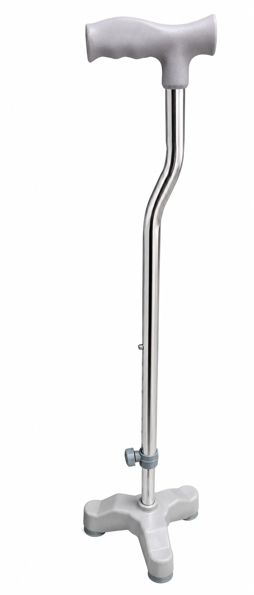 Height Adjustable Tripod Walking Stick with Ergonomic Handle for Elderly & Senior Citizens – Silver Grey